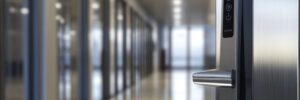 Door handle with access control in corporate office